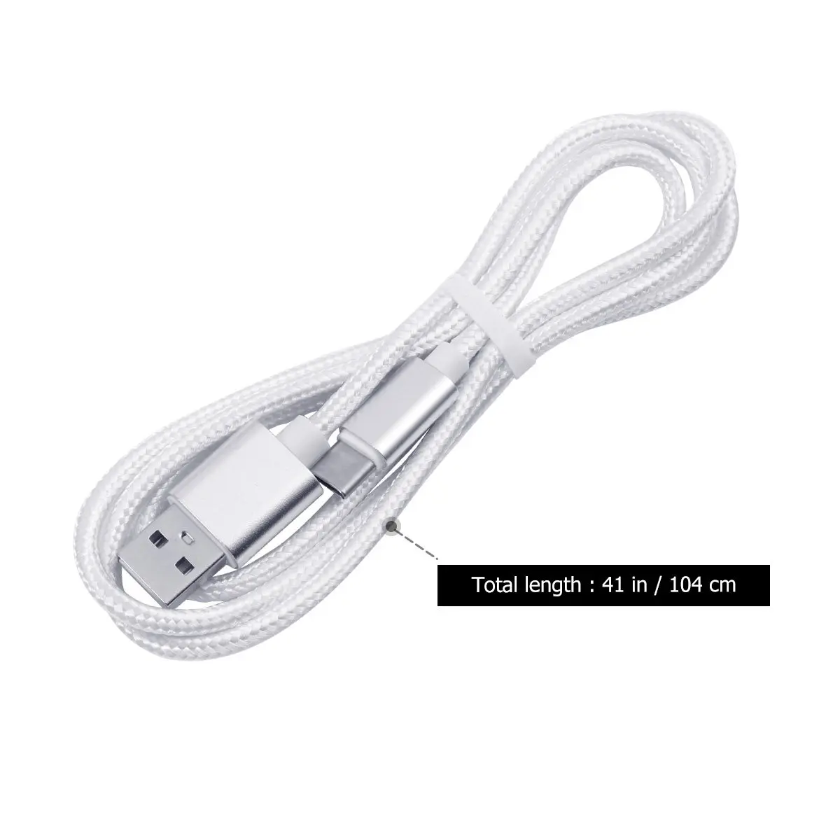 1M USB Type-C Cable 100W Fast Charging 480Mbps Data Sync Nylon Braided Tangle-Free Cord for Grey