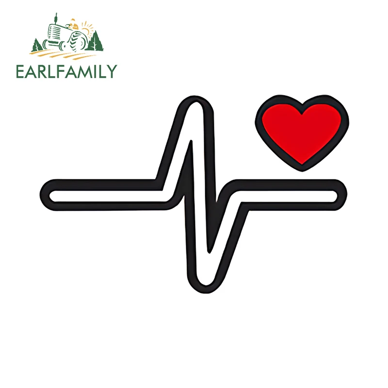 

EARLFAMILY Electrocardiograph Cartoon Car Stickers Simple Creative Rearview Mirror Decals Funny Fashion Car Door Protector