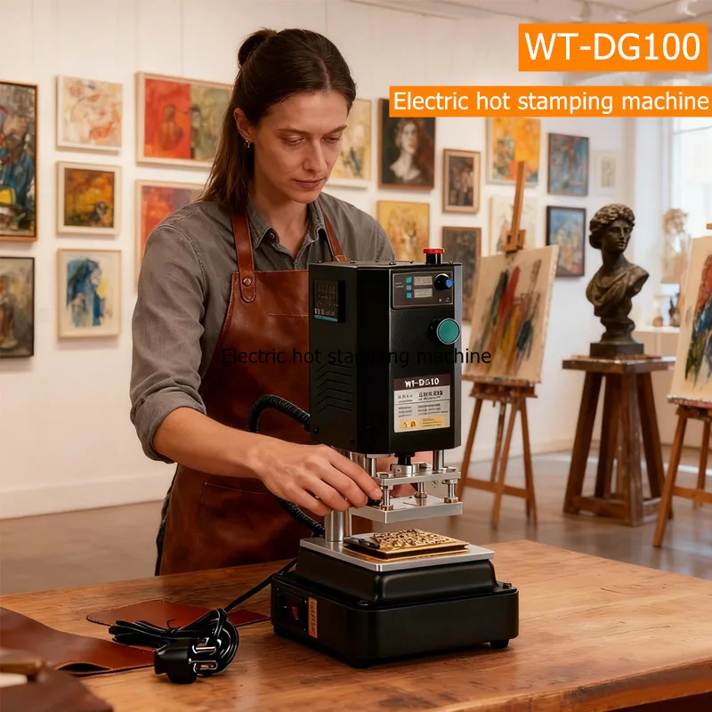 

WT-DG100 Машина для горячего тиснения фольгой 110 В/220 В 50-350 ° C - Профессиональный пресс для логотипов для кожи, бумаги, пластика | Многоматериальный инструмент