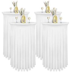 Round Cocktail Tablecloths with Skirt, Cocktail Round Table Cover Spandex for Fitted High Top Table Bar Wedding Party Banquet