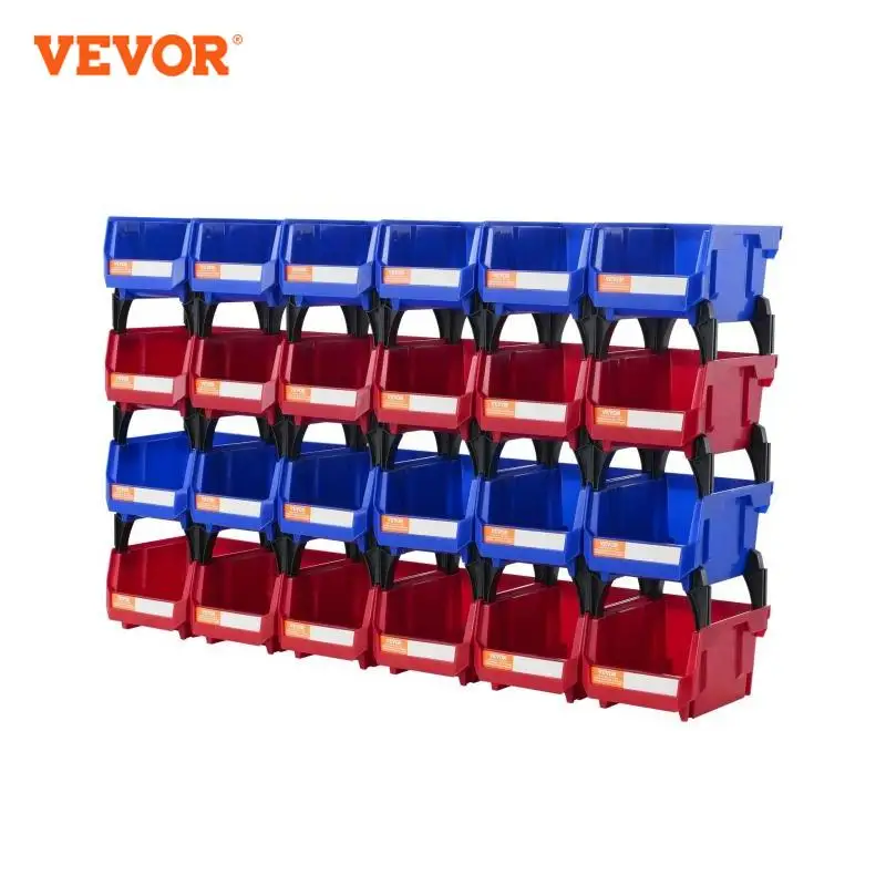 VEVOR Storage Bin 24pcs Stackable Organizer Bin 5x4*3inch Freestanding Tiered Shelf for Garage Hanging Stacking Container