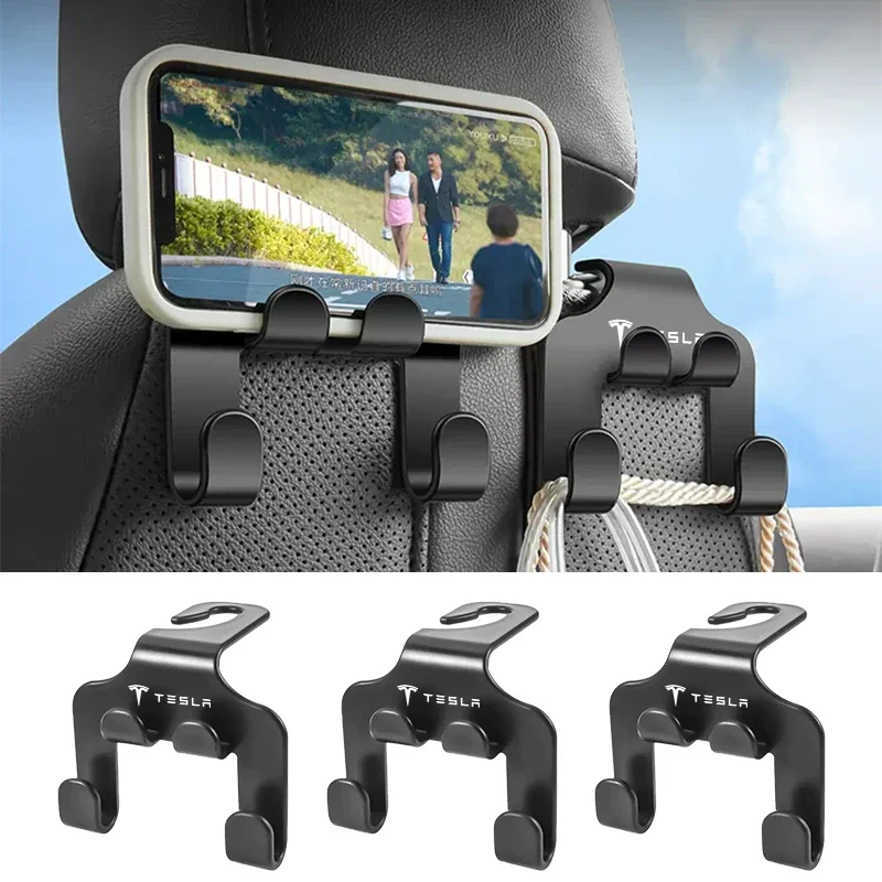 Car Back Seat Headrest Hanger Organizer Storage Hook For Tesla Model 3 Y Highland 2022-2024 Model Y/X/S Tesla Car Accessories