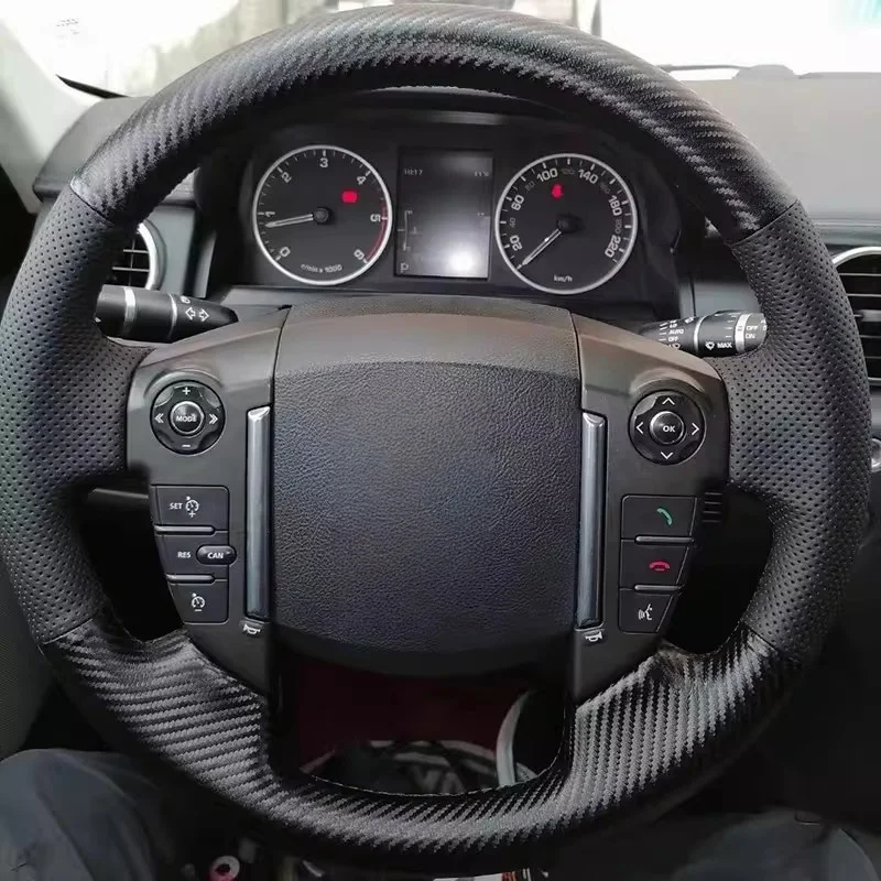 

Ручная работа, кожаный чехол на руль из карбона для Land Rover Discovery 4/5, аксессуары для руля