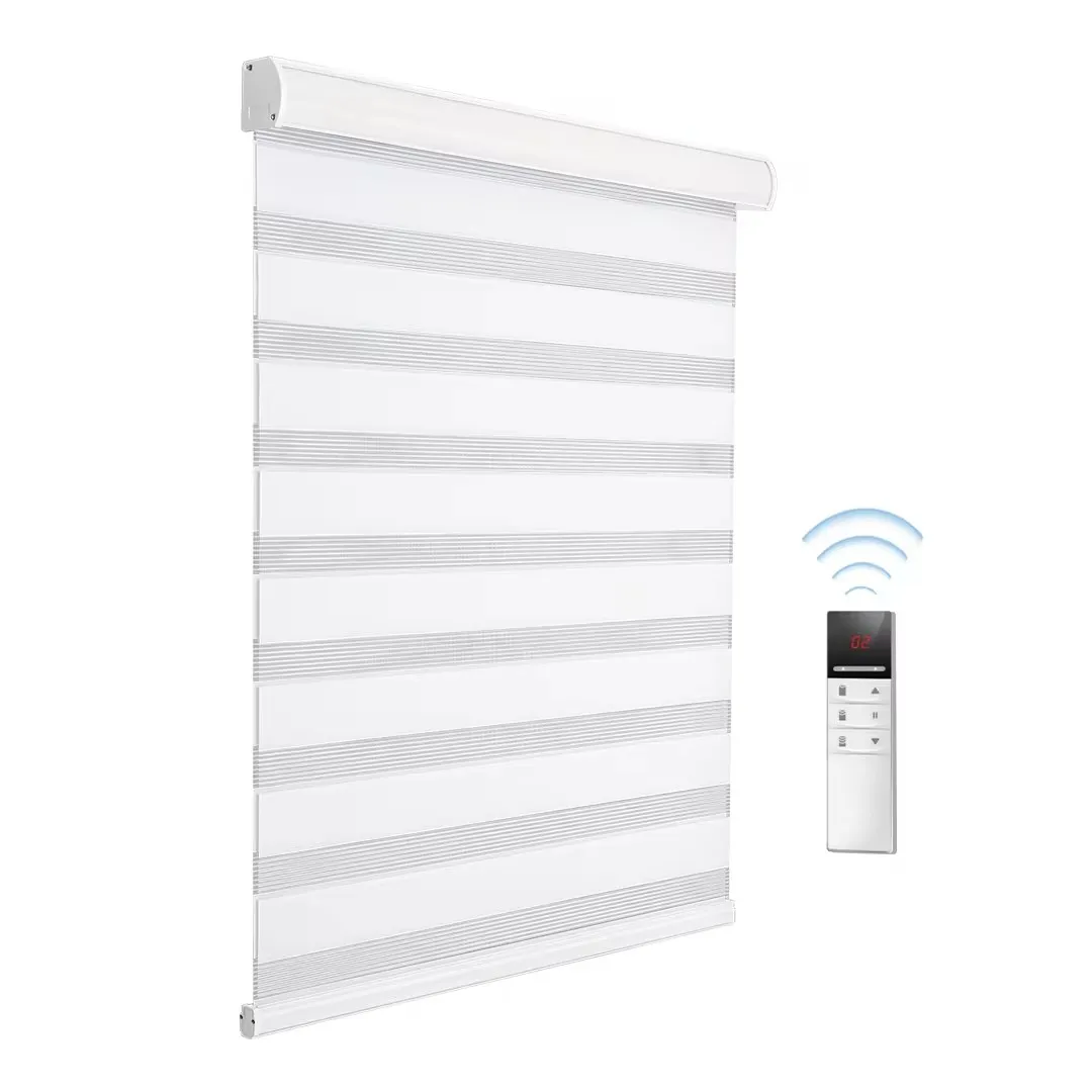 Zebra Blinds Electric Semi-Blackout Shades Blind Customized Remote Control Window Shades Wi-fi Tuya Alexa Smart Decor