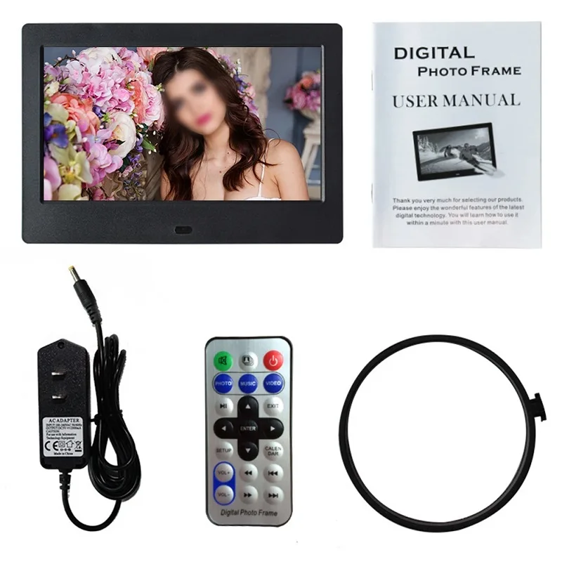 7 Inch HD Digital Photo Frame Full-View Screen Video Photo Electronic Album Support Music/Video/Photo Calendar Clock