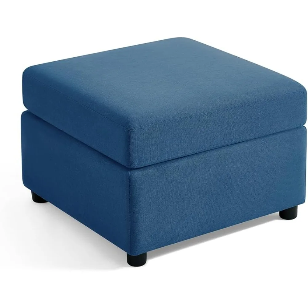 أريكة مقطعية مع مساحة تخزين، أريكة مقطعية قابلة للغسل، أغطية قابلة للتغيير، أريكة عثمانية لتمديد أريكةك، أزرق