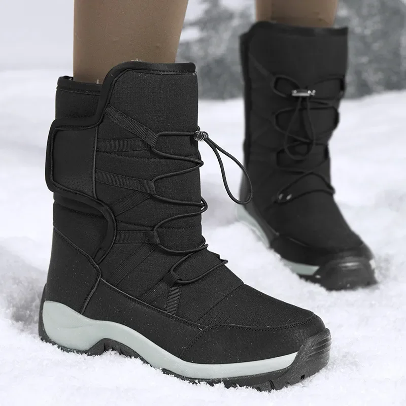 Brand Men's Winter Shoes Waterproof Men's Boots Warm Plush Couple Snow Boots Outdoor Non-slip Hiking Boots Men Work Ankle Boots