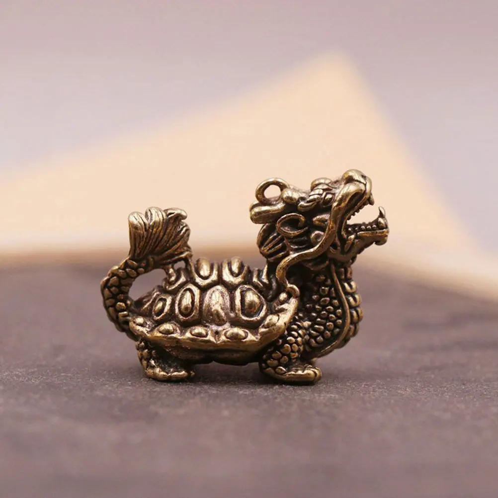 

2 Retro Dragon Turtle Brass Decor Desktop Adornment High Grade Non Fading Unique Design Office Craft Exquisite Appearance Mini