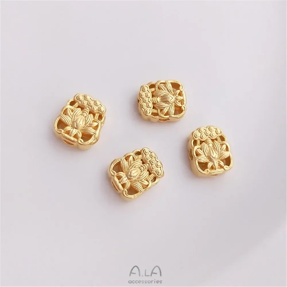 Shajin flat circular barrel shaped lion gourd separated by beads Lutong pendant manual DIY jewelry with beads accessories
