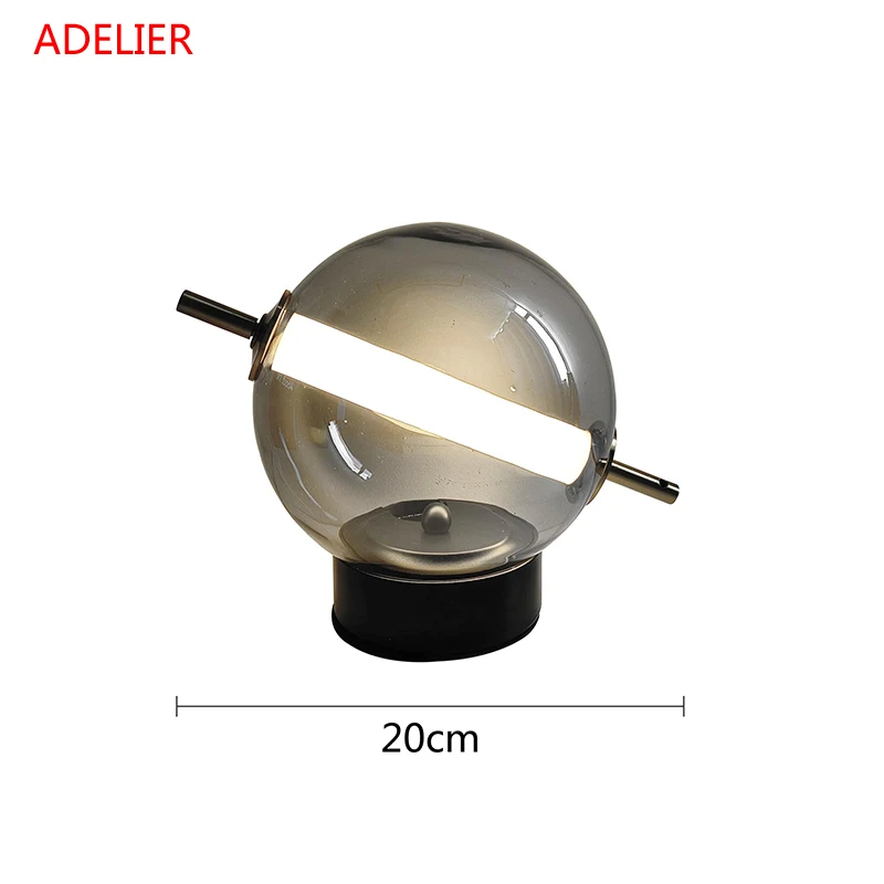 Retro Glass Table Lamp Home Decor Round Ball glass Desk lamp For Restaurant Study Living Room Lamp Background Bedside Lustre