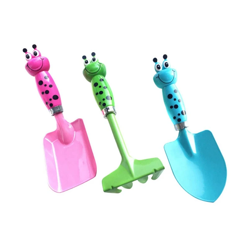 Pelle à sable en fer multifonctionnelle imbibée pour enfants, outils de creusement de jardin, fournitures de jouets de plage, jeu d'extérieur, 3 pièces