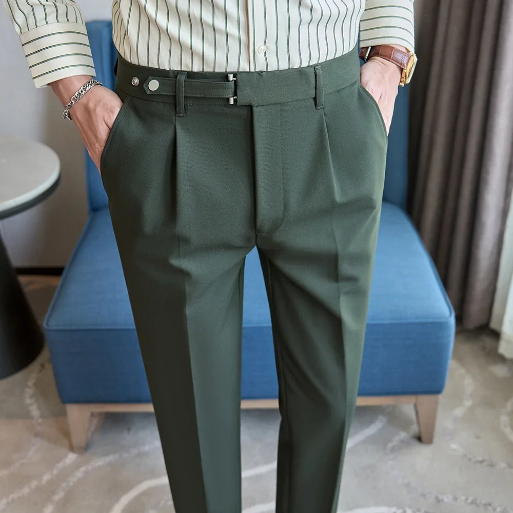 Green Herringbone Men's Pants, Winter Fashion Slim Trousers, Gray, Brown, Coffee, Apricot, Black To Choose From,Asian Size 29-38