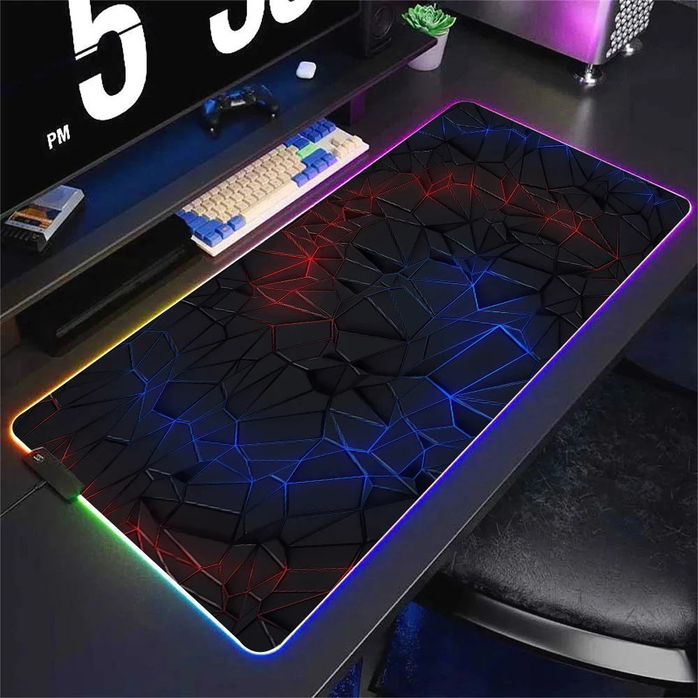 Large geometric RGB mouse pads LED keyboard pad for gamers with backlight RGB extended HD gaming computer desk mats XXL 90x40 cm