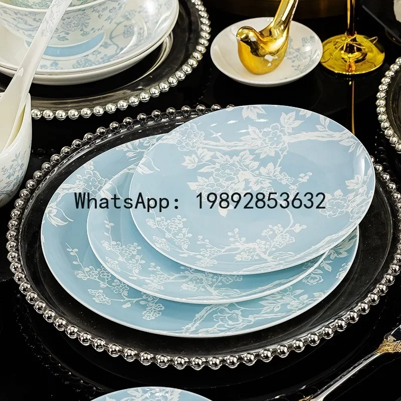 

x-14XL Ceramic Tableware Bowl and Plate Set Full Set Gift Wholesale Chinese Bone Porcelain Enamel Bowl and Chopsticks Set