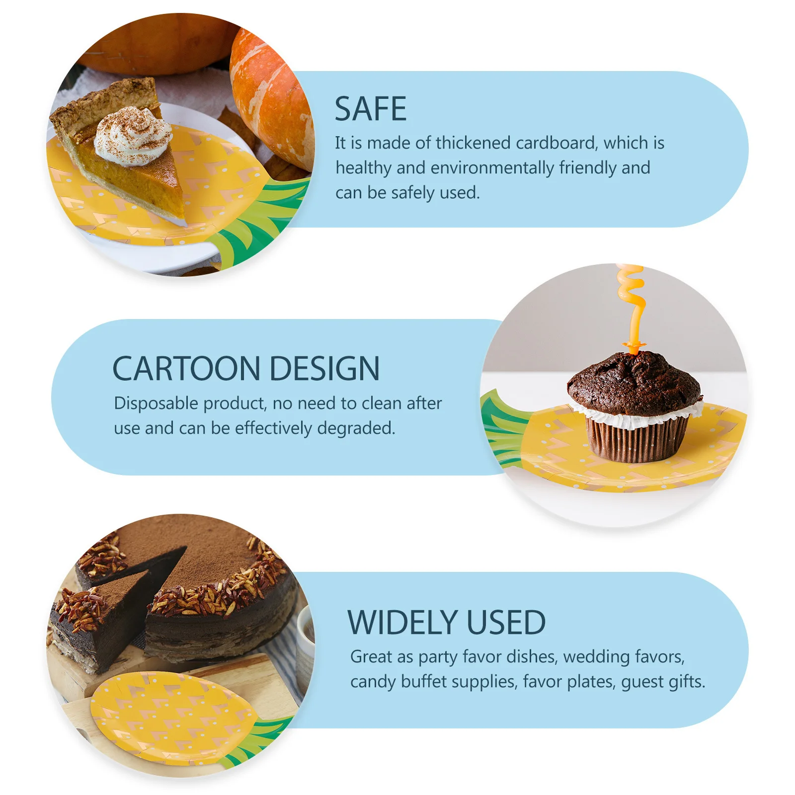 

8Pcs Pineapple Design Paper Plates Eco Friendly Disposable Party Tableware for Birthday Snacks Pineapple Design Paper Plate