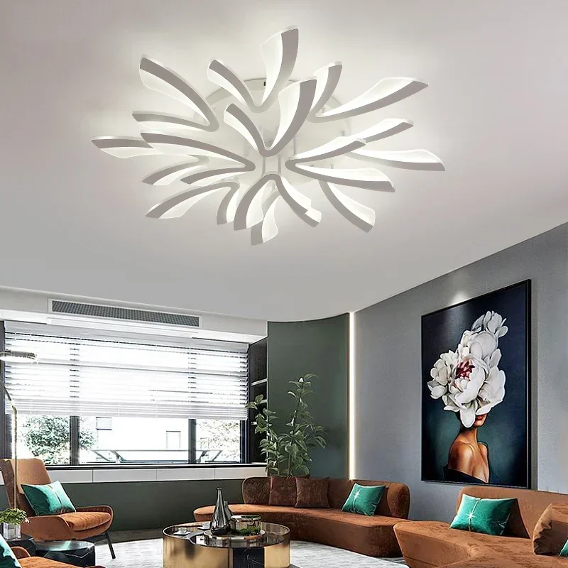 

Акриловые современные светодиодные потолочные светильники для гостиной, столовой, кухни, спальни, внутренние лампы, светильники с пультом дистанционного управления, 110-240 В переменного тока