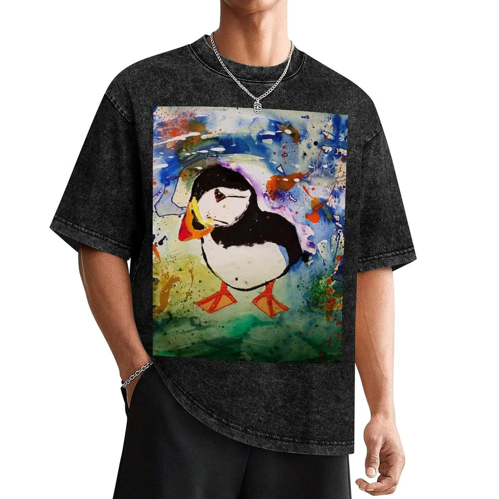 

Puffin T-Shirt T-shirts oversize gifts for boyfriend Luxury man customs plain black t shirts men