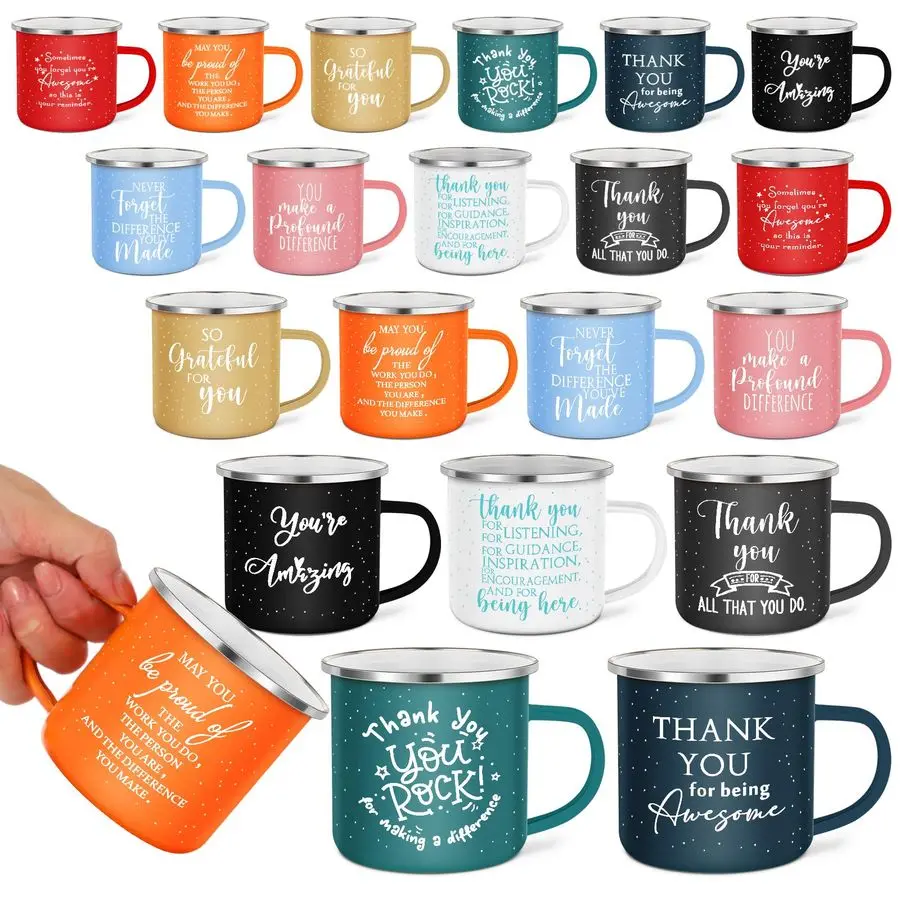 

20 Pcs Thank You Gifts Mugs 12 oz Enamel Thank You Mug Coffee Mugs for Team Women Men Inspirational Employee Appreciation Mug fo