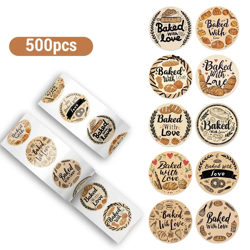 500PCS Elegant Vintage Bakery Seals Exquisite Bread Cake Dessert Themed Stickers Gift Wrapping Greeting Card Decoration Decals