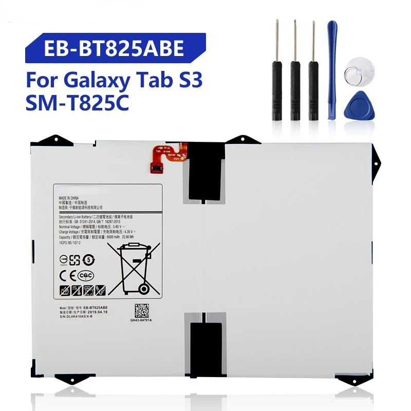 

Replacement Battery For Samsung Galaxy Tab S3 T825C TabS3 SM-T825C Rechargeable Tablet Batetry EB-BT825ABE 6000mAh