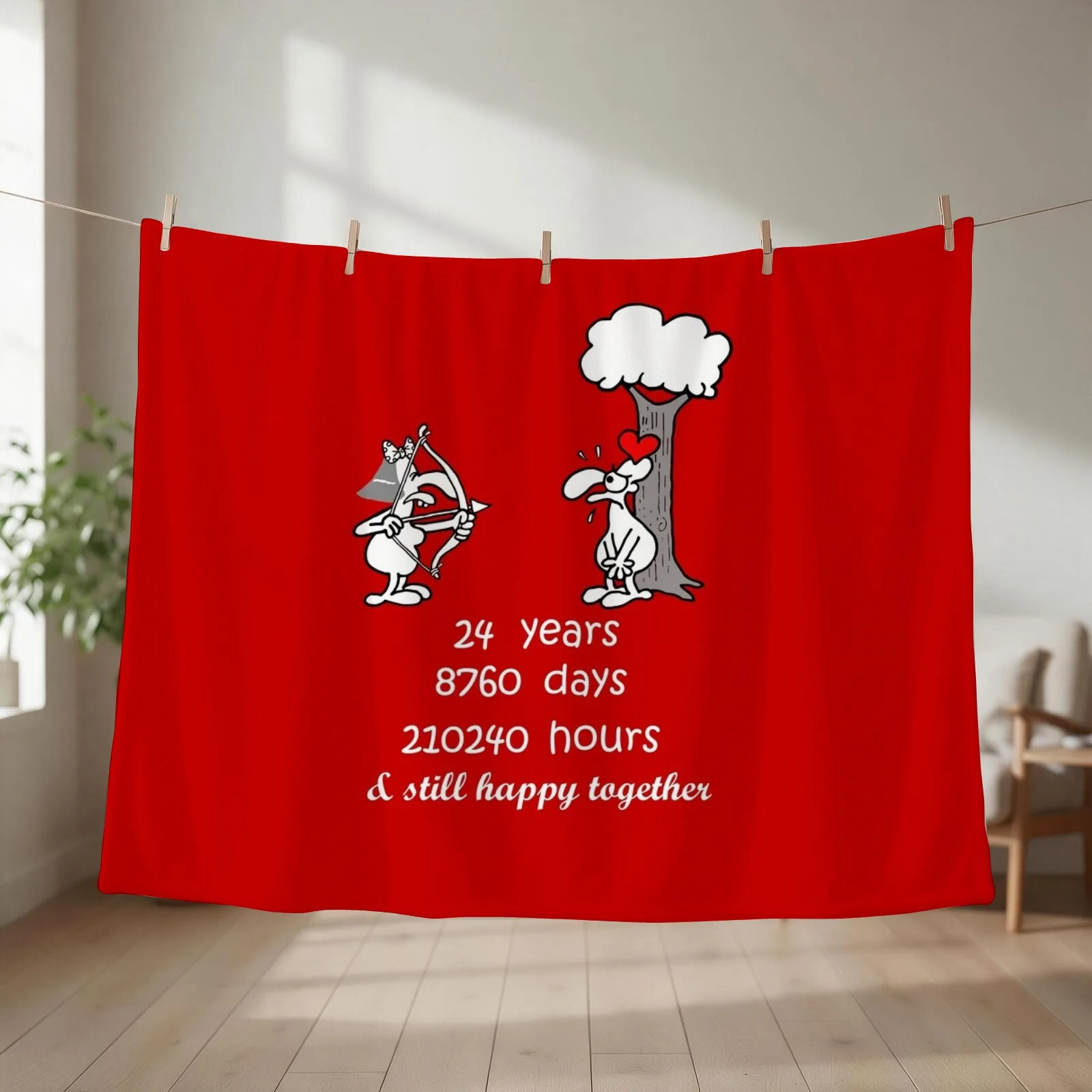 24th Wedding Anniversary Funny Gift For Husband Wife 24 Years Together 24th Year Of Marriage Humorous Couple Match Throw Blanket