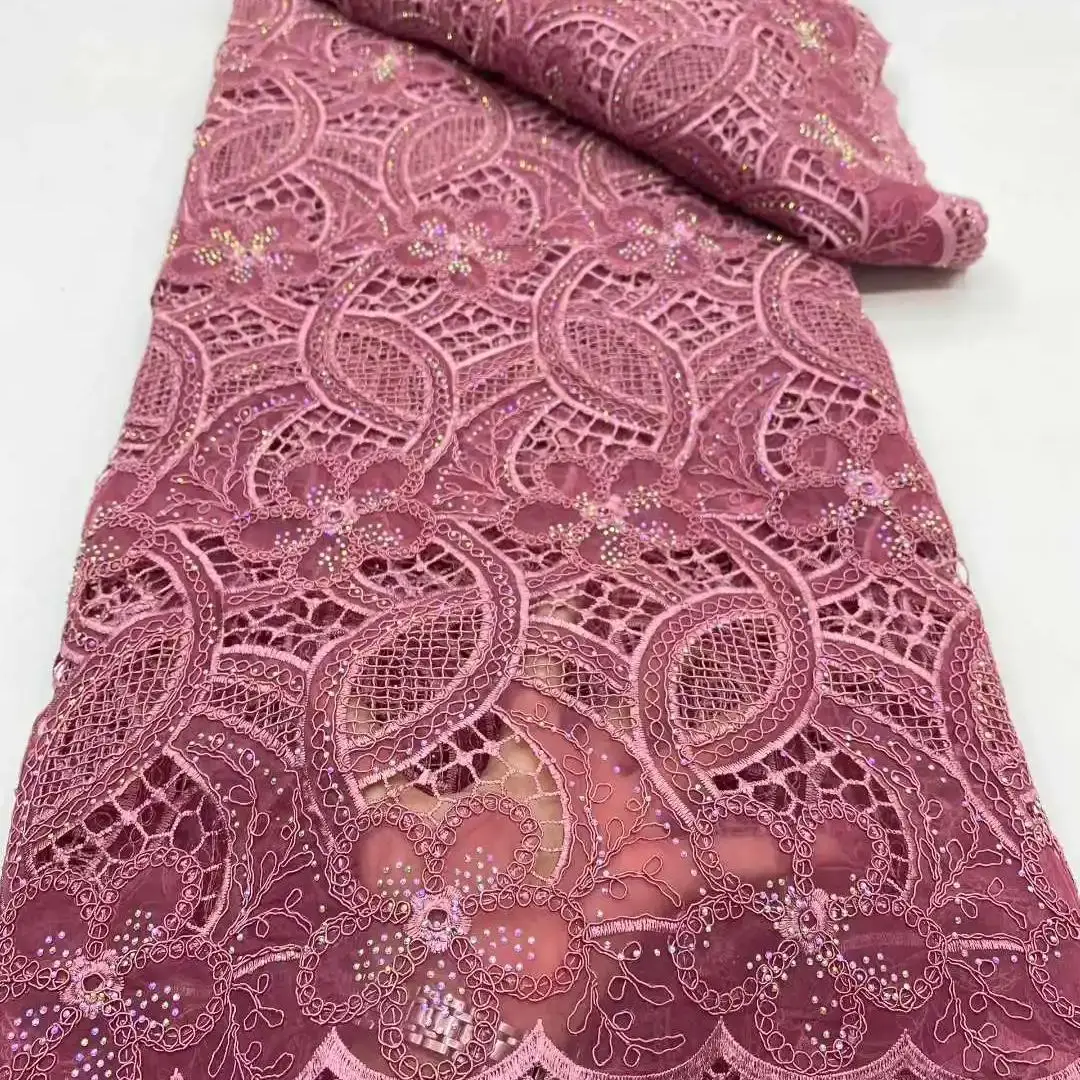 

Africa Nigerian Beaded French Mesh Lace With Sequins High Quality 2025 Embroidery Lace Sequins Lace For Wedding Dresses Women