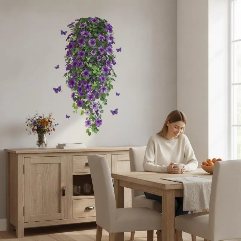 Floral Refrigerator Stickers Waterproof Self-Adhesive Non-Toxic Removable Decals for Kitchen Bathroom Home Wall Decor