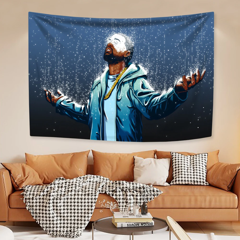 USA Rap Singer Kanye West Wall Decor Hanging Tapestries Music Star Poster Bedroom Or Living Room Backdrop Sofa Blanket