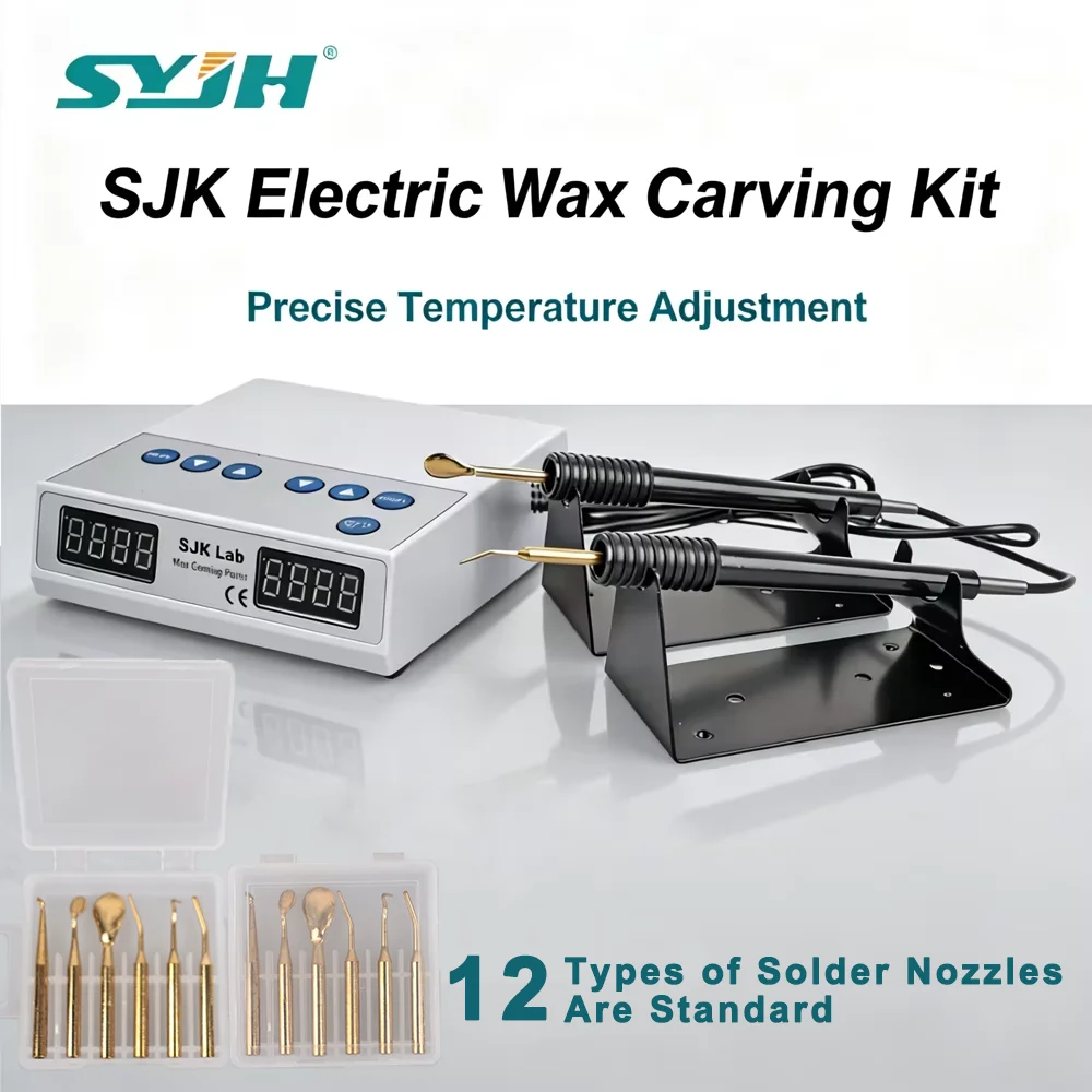 12 Tips Dental Lab Electric Wax Machine Waxer Carving Pen Pot Jewelry Welder Double Pen Heat Carving Knife Ultra-thin Tool Kit
