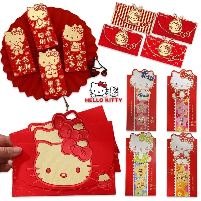 12szt Sanrio Hello Kitty Red Packet New Year Wedding Halloween Christmas Cash Gift Red Envelope Birthday Party Cute Red Envelope