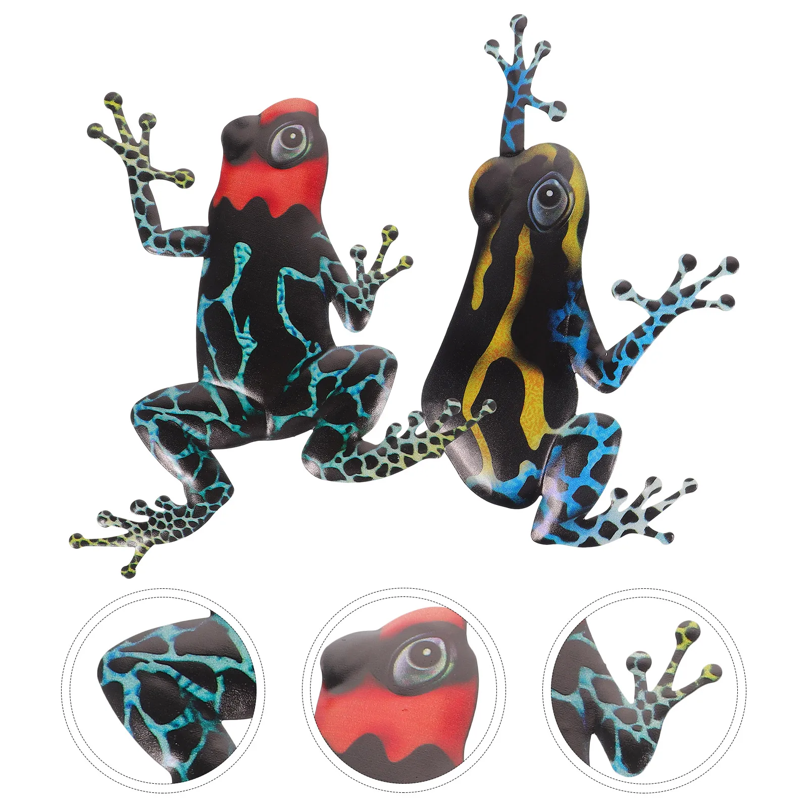 

2pcs Frog Wall Decor Iron Craft Home Hanging Figurine Lifelike 3D Design Bright Color Vibe