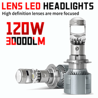 2PCS H7 H11 LHD LED Headlight Mini Lens Projector 9005/9006 Auto Low Beam Canbus Lamp For Car/Motor 12V 6000K 120W 30000LM
