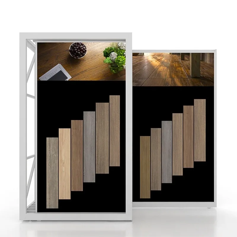 High Quality Pull-Push Tile Rack Modern Design Metal Base Sliding Slab Ceramic Tile Floor Display Stand Foldable Wooden Floor