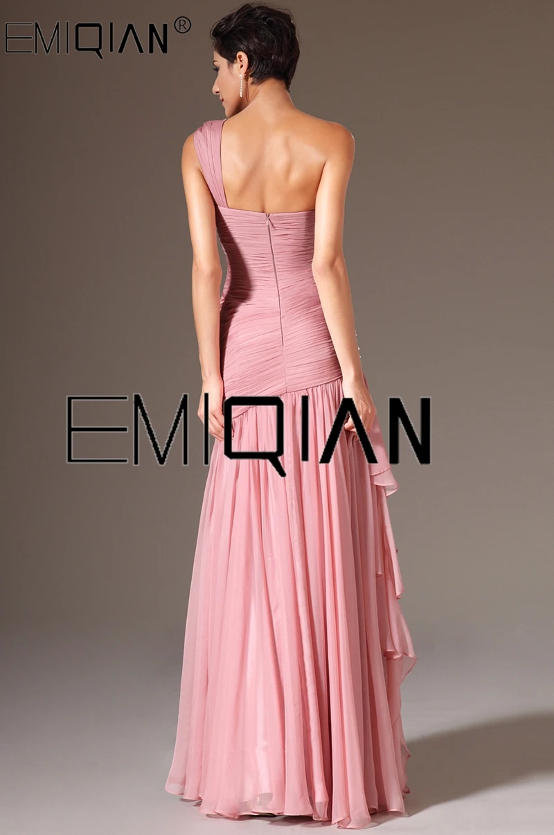 One Shoulder Mermaid Pleated Chiffon Evening Dresses Formal Evening Gowns