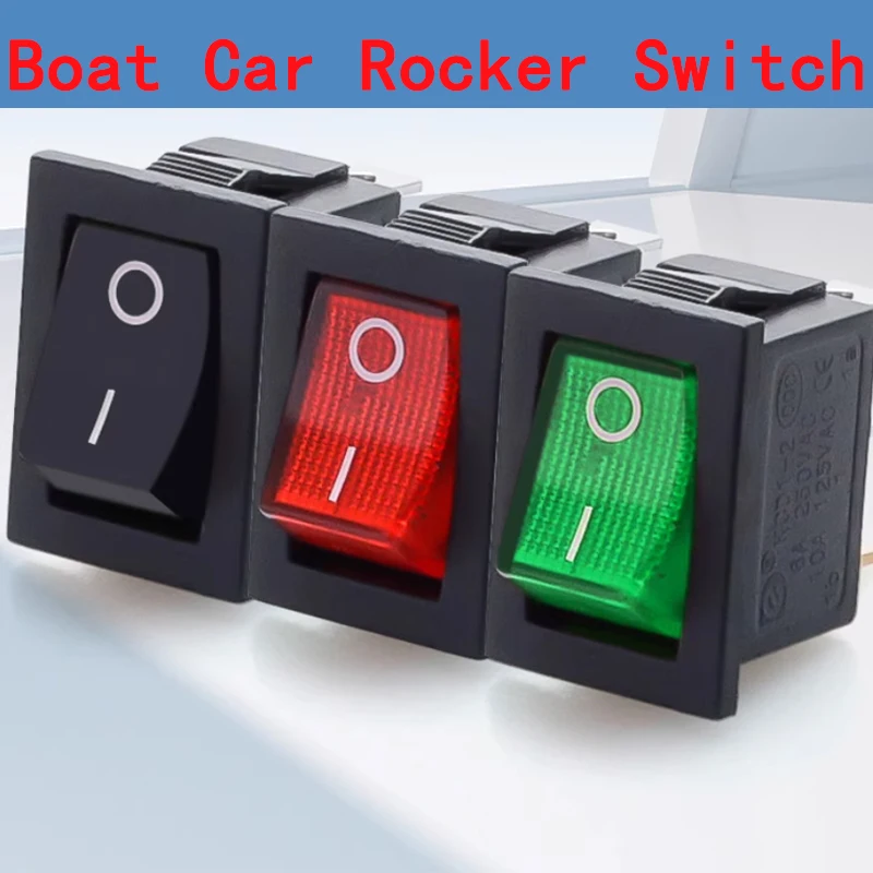 

KCD1 AC Rocker Switch with LED Indicator - 6A/250V 10A/125V, 2/3/4 Pin for Boat Panel & Car Dashboard
