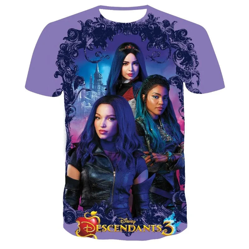 Descendants Boys Girls T-shirt Disney Men's T-shirt 3D Print Cartoon Short Sleeve Oversized Men's T-shirt Fashion Men's Clothing