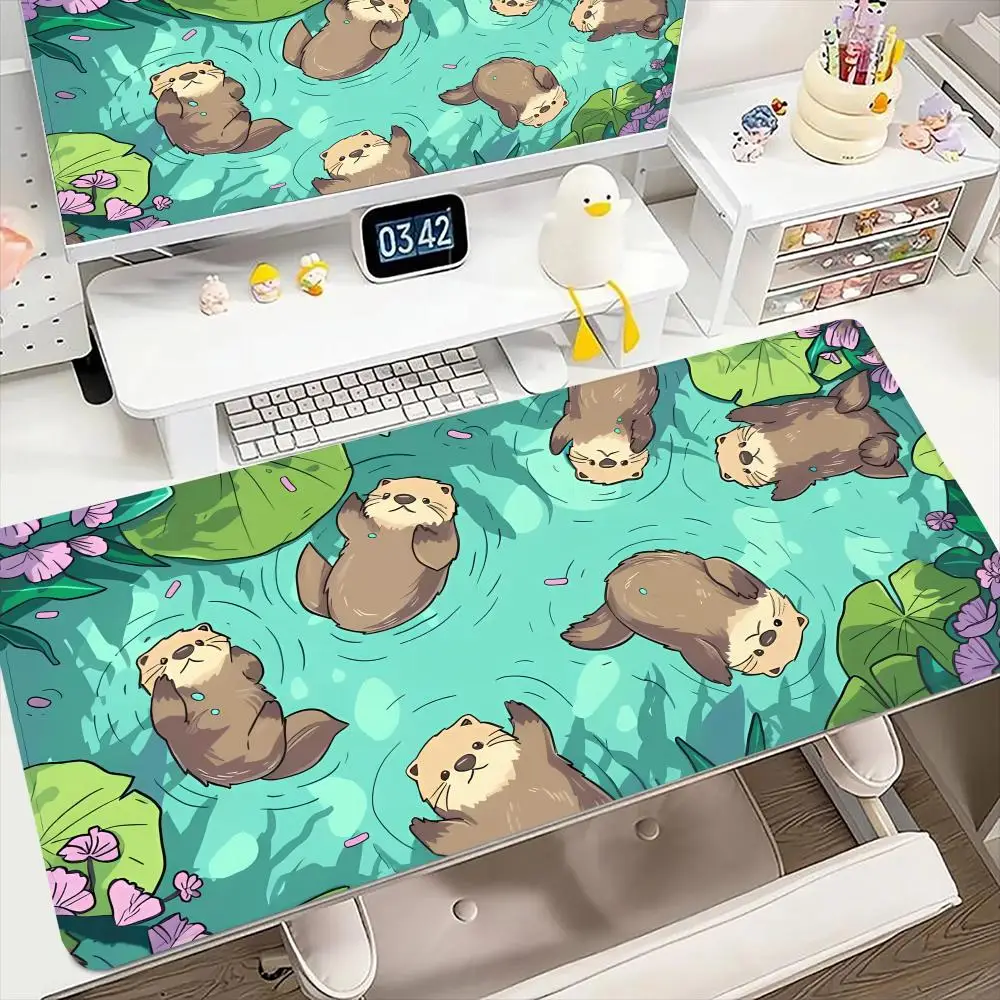 Tapis de souris Otter mignon, grand tapis de Table de jeu pour ordinateur de bureau, en caoutchouc XXL, antidérapant, pour clavier de jeu, longs tapis de bureau