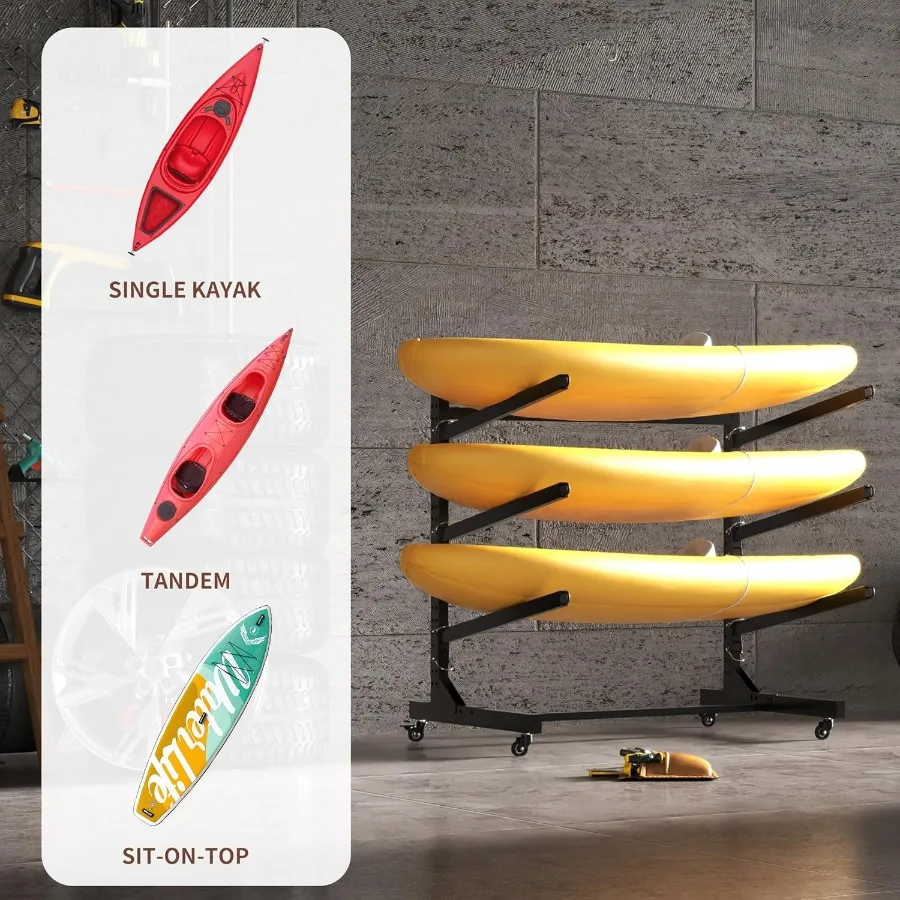 رف تخزين كاياك عالي التحمل مع عجلات قابل للتعديل قائم بذاته كاياك تقف المرآب رفوف كاياك خارجية لزوارق الكاياك Sur #5