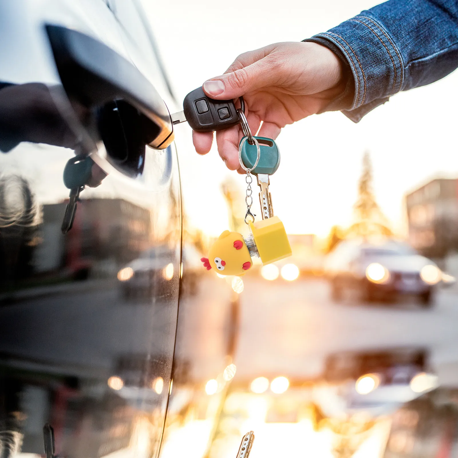 

Cute Chicken Keyboard Fidget Clicker Removable Keycaps Light Keychain Button Clicker Mechanical Stress Relief