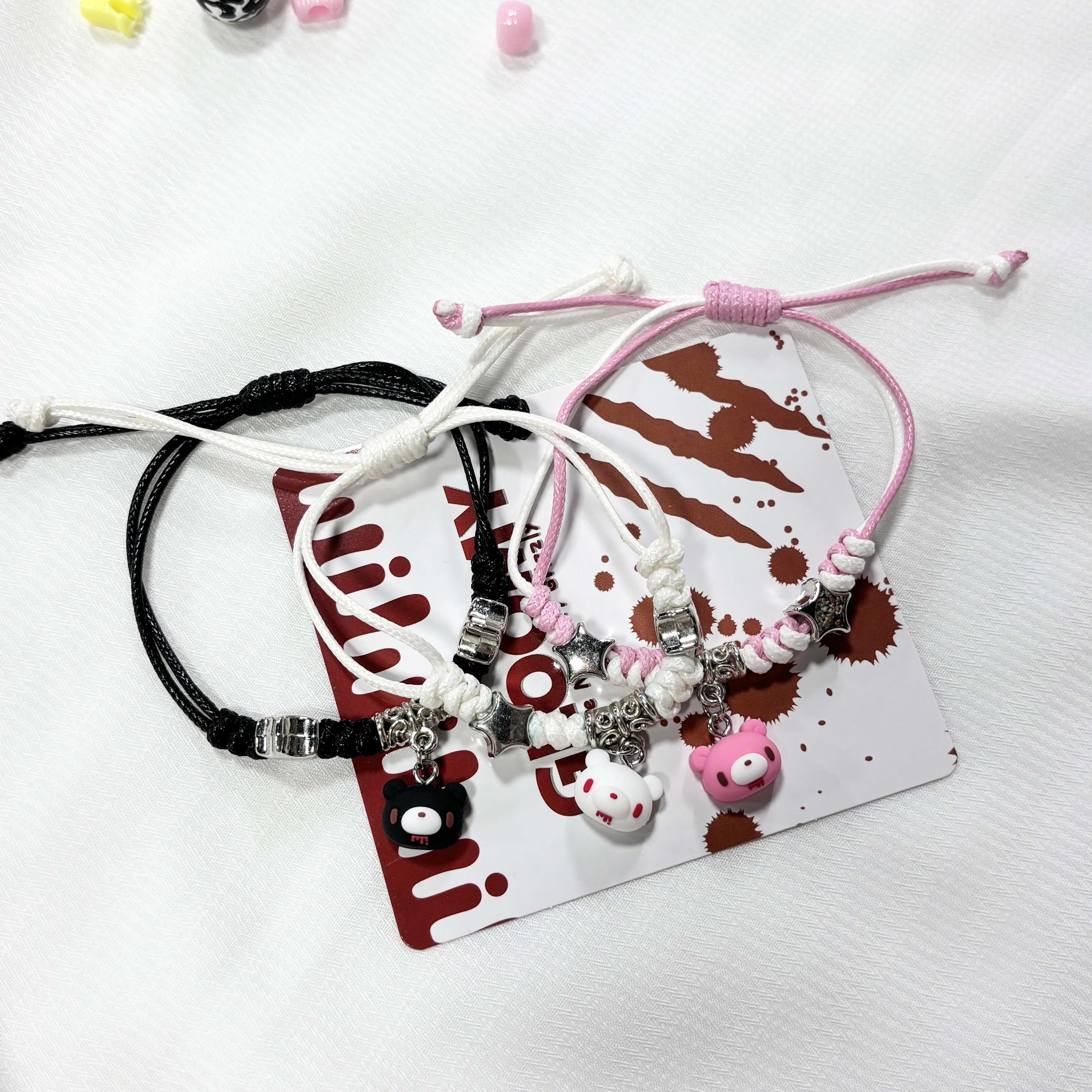 Luxury Cute-Edgy Bear Bracelets - Exquisitely crafted with chains and bloody bear charms in various colors.