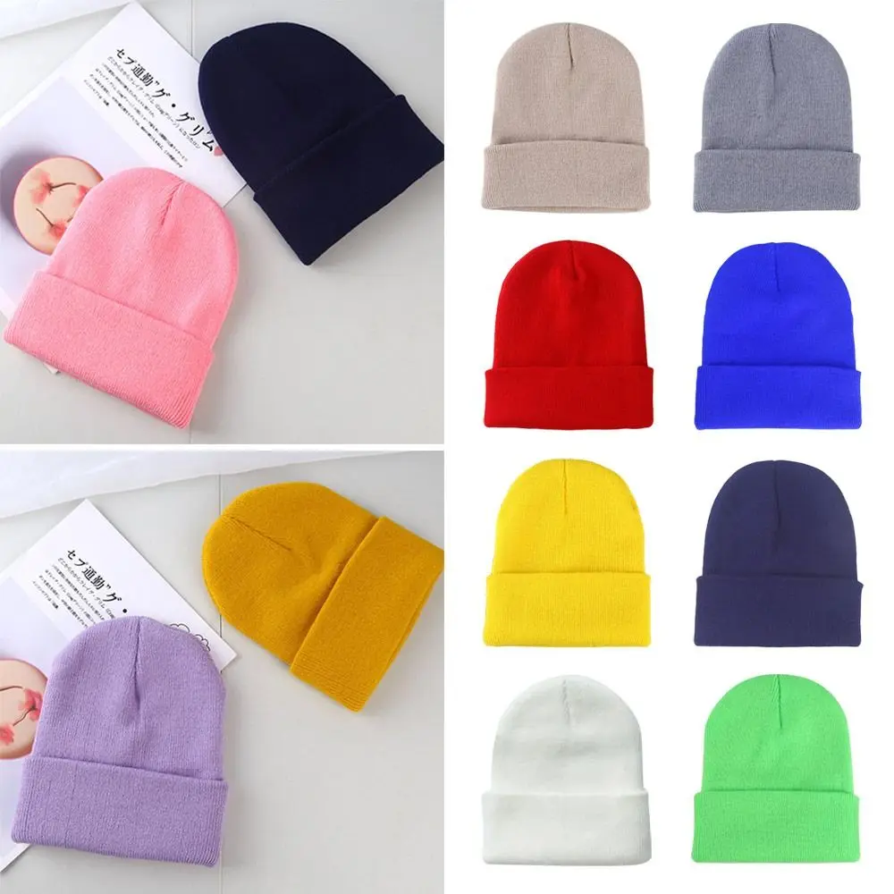 

Fashion Thickened Winter Hats Keep Warm Ear Protection Knitted Hat Outdoor Solid Cute Beanie Caps for Men Women