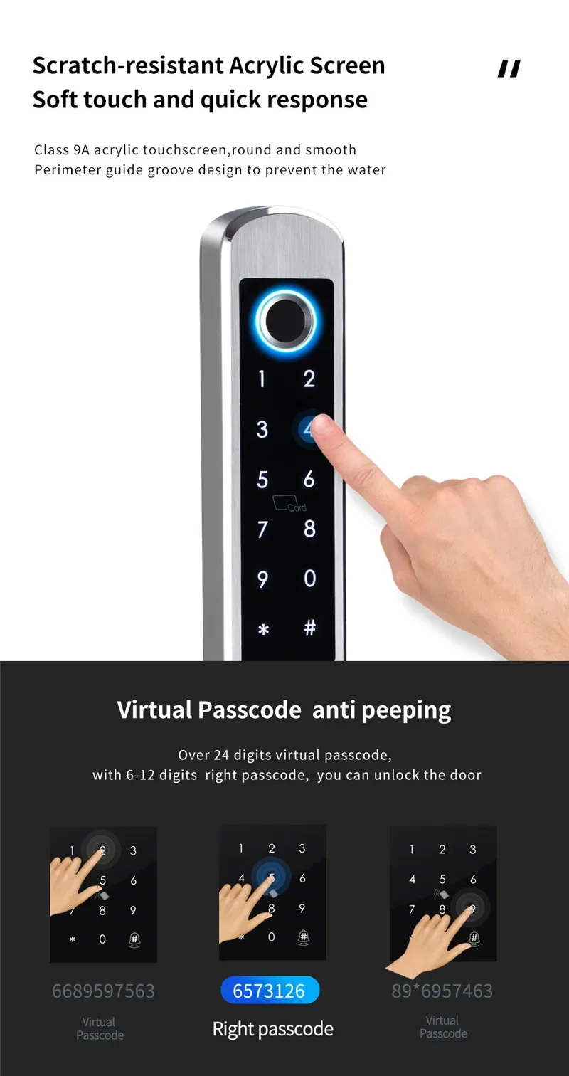 YOUHE A210-SS Fingerprint High Security Electronic Smart Door Lock Metal Intelligent OEM Key Style Control Smart Lock