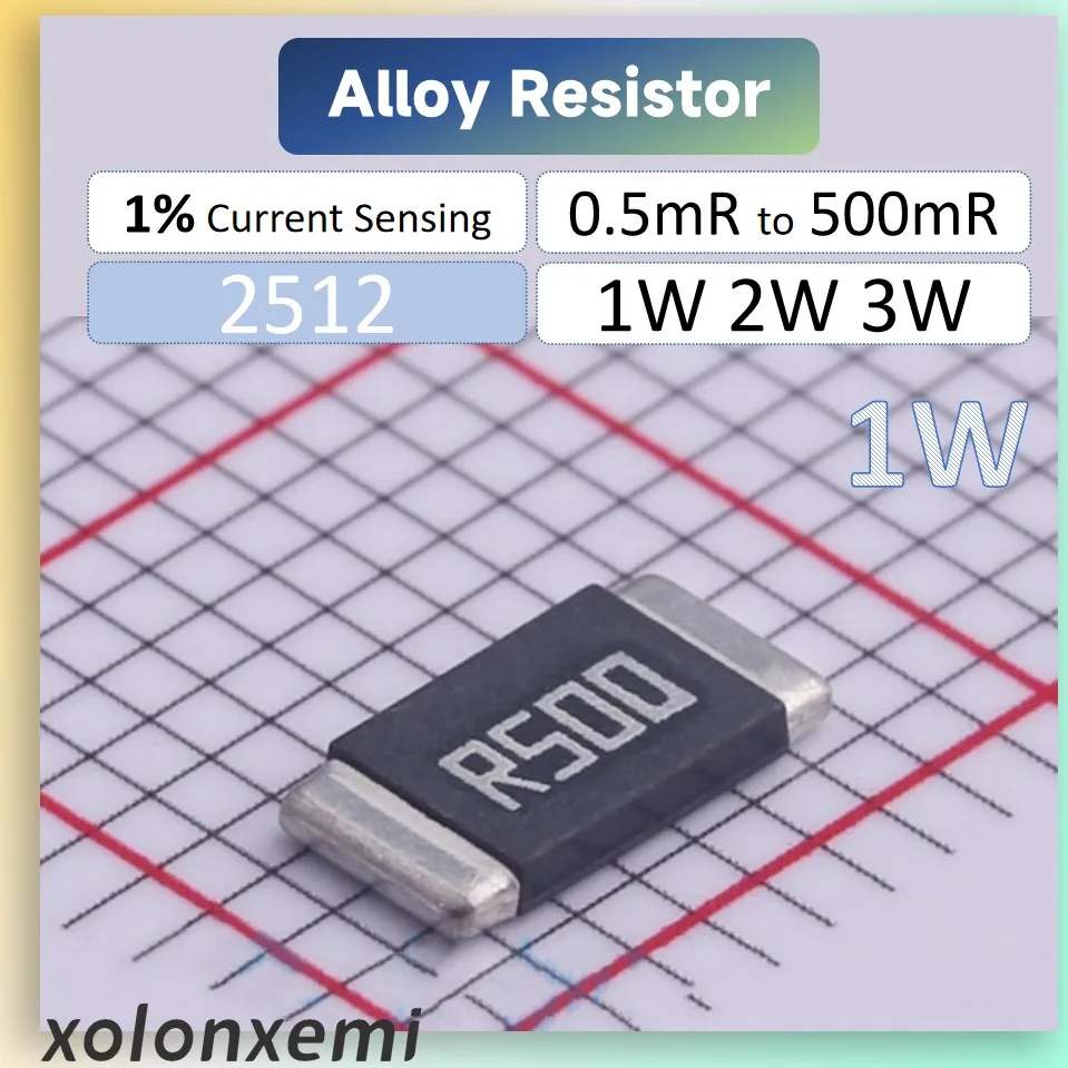 10Pcs 2512 SMD Alloy Resistance 1% 1W Current Sensing Resistor 6432 1mR 2mR 7mR 10mR 15mR 20mR 25mR 50mR 100mR 500mR Metal Foil