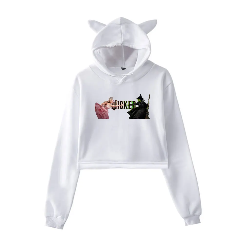 Wicked Elphaba and Glinda Vintage 90s Streetwear logo Hoodie Merch Hoodies Sweatshirts for Girls Cat Ear Crop