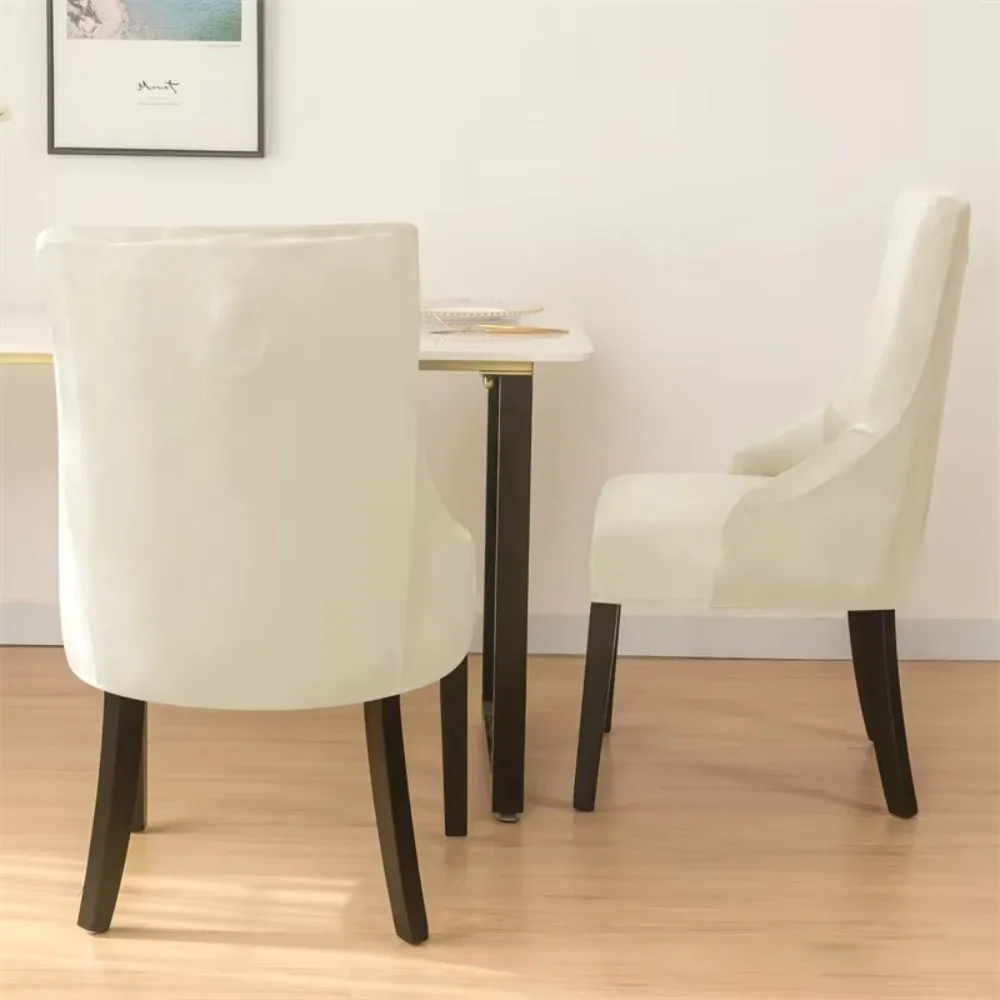 Velvet Dining Chair Cover Elastic Strech Chair Covers High Back Sloping Arm Spandex Chairs Slipcovers For Banquet Home Decor