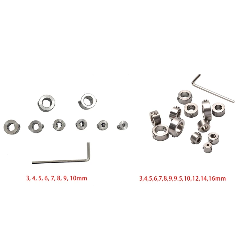 8PCS Set Adjustable Positioner Limit Ring Hex Wrench Tighten The Stopper Set Screws Woodworking Tool Stainless Steel