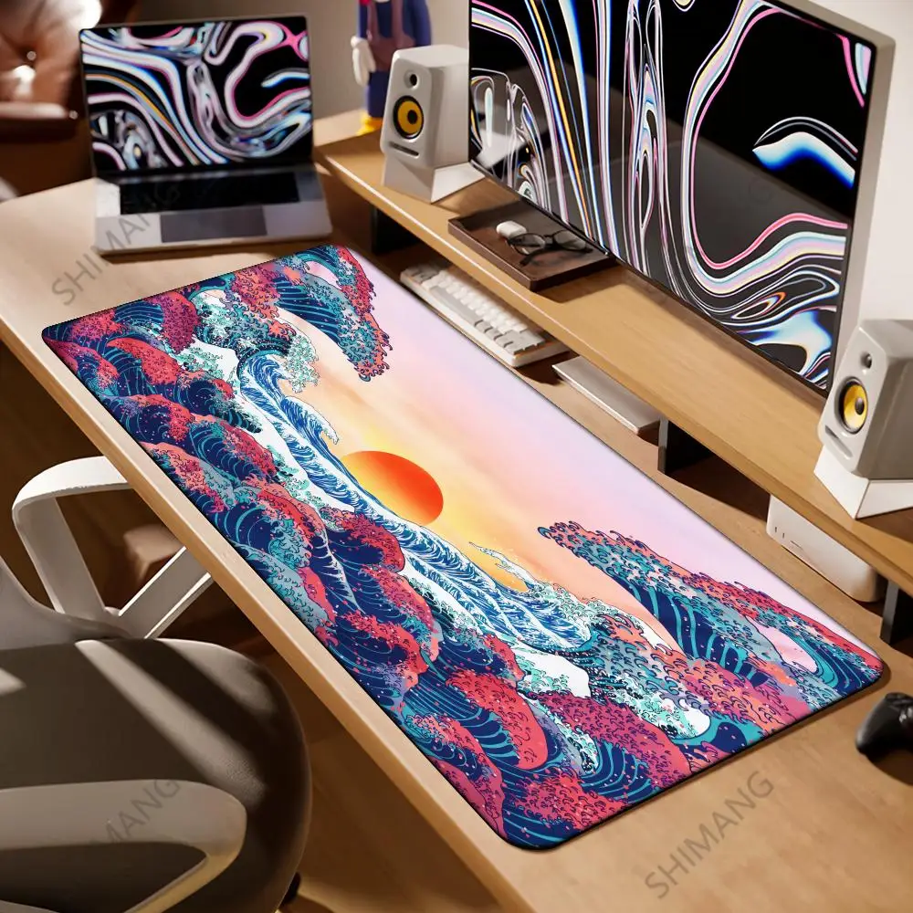 

Large Mousepad Japan Great Wave Mousepads Keyboard Mat Deskpad Pc Game Desk Mats Company Mouse Pad Minimalist White Mouse Mats