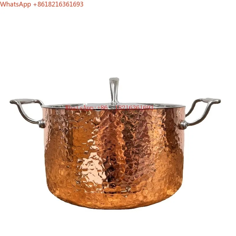 Limited Offer Copper Hammer Mouth Soup Pot 20 * 12cm Household Large Capacity Binaural Porridge Stew Pot