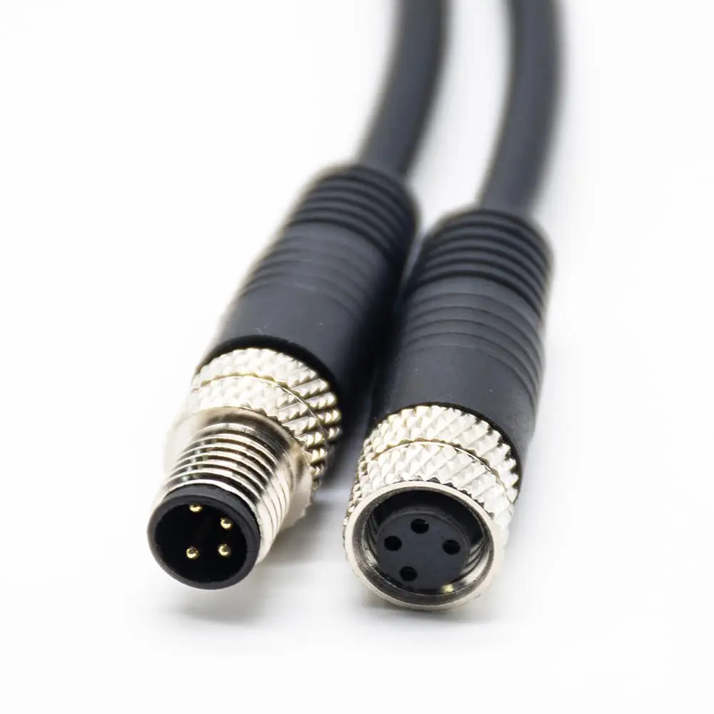 

4 Pin Serial Cable 2M, Male to Female 180 Degree Angled Connector for PC Device, 24AWG M8 Sensor Cable