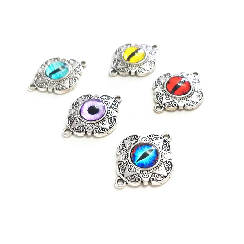 New 30mm 5pcs Zinc Alloy Flower Inlay Acrylic Eyes Porous Connector Charms Linker for DIY Necklace Earring Jewelry Accessories